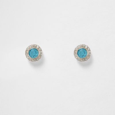 Blue March birthstone stud earrings